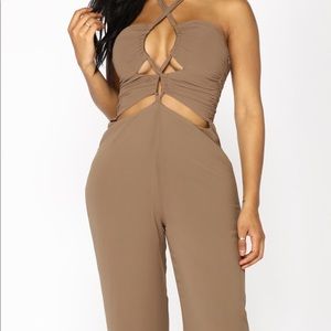 Brand New wide leg Mocha Jumpsuit